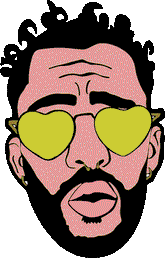 Bad Bunny with Heart Glasses